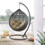 Garner Teardrop Outdoor Patio Swing Chair, Fabric Steel Metal, Grey Gray Brown, 17868