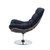 Brighton Wicker Rattan Outdoor Patio Swivel Lounge Chair, Rattan Wicker Fabric Metal, Navy Blue, 18010