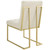Privy Gold Stainless Steel Upholstered Fabric Dining Accent Chair, Fabric Metal Steel, Gold Beige, 18019
