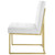 Privy Gold Stainless Steel Upholstered Fabric Dining Accent Chair, Fabric Metal Steel, Gold White, 18021