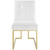 Privy Gold Stainless Steel Upholstered Fabric Dining Accent Chair, Fabric Metal Steel, Gold White, 18021
