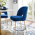 Rouse Dining Room Side Chair, Velvet Fabric Metal Steel, Navy Blue, 18031