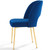 Rouse Dining Room Side Chair, Velvet Fabric Metal Steel, Navy Blue, 18031