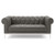 Idyll Tufted Button Upholstered Leather Chesterfield Loveseat, Leather, Grey Gray, 18064