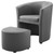 Divulge Armchair and Ottoman, Faux Leather, Grey Gray, 18093