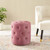 Amour Tufted Button Round Performance Velvet Ottoman, Velvet, Pink, 18400