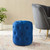 Amour Tufted Button Round Performance Velvet Ottoman, Velvet, Blue Navy, 18403