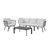 Riverside 5 Piece Outdoor Patio Aluminum Set, Aluminum, Metal, Steel, Grey Gray White, 18432