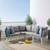 Riverside 5 Piece Outdoor Patio Aluminum Sectional, Aluminum, Metal, Steel, White Grey Gray, 18453