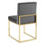 Carriage Channel Tufted Sled Base Performance Velvet Dining Chair, Velvet, Metal Steel, Gold Grey Gray, 18511