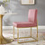 Carriage Channel Tufted Sled Base Performance Velvet Dining Chair, Velvet, Metal Steel, Gold Pink, 18512