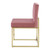 Carriage Channel Tufted Sled Base Performance Velvet Dining Chair, Velvet, Metal Steel, Gold Pink, 18512
