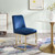 Amplify Sled Base Performance Velvet Dining Side Chair, Velvet, Metal Steel, Gold Blue Navy, 18536