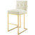 Privy Gold Stainless Steel Performance Velvet Bar Stool, Velvet, Metal Steel, Gold Ivory White, 18604