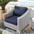 Conway Sunbrella® Outdoor Patio Wicker Rattan Armchair, Rattan, Wicker, Light Grey Gray Blue Navy, 18897