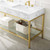 Kingsley 60" Gold Stainless Steel Bathroom Vanity, Artificial Marble, Metal Steel, Gold White, 18962