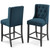 Baronet Counter Bar Stool Upholstered Fabric Set of 2, Fabric, Wood, Navy Blue, 19017