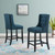 Baronet Counter Bar Stool Upholstered Fabric Set of 2, Fabric, Wood, Navy Blue, 19017