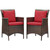 Conduit Outdoor Patio Wicker Rattan Dining Armchair Set of 2, Rattan, Wicker, Brown Red, 19080