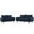 Revive Upholstered Fabric Sofa and Loveseat Set, Fabric, Navy Blue, 19133