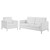 Loft Tufted Upholstered Faux Leather Loveseat and Armchair Set, Faux Leather, Silver White, 19226