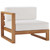 Upland Outdoor Patio Teak Wood Left-Arm Chair, Wood, Brown Natural White, 19282