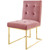 Privy Gold Stainless Steel Performance Velvet Dining Chair Set of 2, Velvet, Metal Steel, Gold Pink, 19396