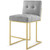 Privy Gold Stainless Steel Upholstered Fabric Counter Stool Set of 2, Fabric, Metal Steel, Gold Light Grey Gray, 19405