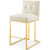Privy Gold Stainless Steel Performance Velvet Counter Stool Set of 2, Velvet, Metal Steel, Gold Ivory White, 19410
