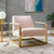 Seg Performance Velvet Accent Chair, Velvet, Metal Steel, Gold Pink, 19548