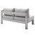 Shore Sunbrella® Fabric Aluminum Outdoor Patio Right-Arm Loveseat, Fabric, Aluminum, Metal, Steel, Silver Grey Gray, 19550