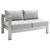 Shore Sunbrella® Fabric Aluminum Outdoor Patio Left-Arm Loveseat, Fabric, Aluminum, Metal, Steel, Silver Grey Gray, 19552