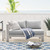 Shore Sunbrella® Fabric Aluminum Outdoor Patio Left-Arm Loveseat, Fabric, Aluminum, Metal, Steel, Silver Grey Gray, 19552