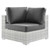 Convene Outdoor Patio Corner Chair, Rattan, Wicker, Grey Gray, 19691