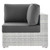 Convene Outdoor Patio Corner Chair, Rattan, Wicker, Grey Gray, 19691