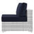Convene Outdoor Patio Armless Chair, Rattan, Wicker, Light Grey Gray Blue Navy, 19704