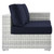 Convene Outdoor Patio Right-Arm Loveseat, Rattan, Wicker, Light Grey Gray Blue Navy, 19716