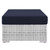 Convene Outdoor Patio Rectangular Ottoman, Rattan, Wicker, Light Grey Gray Blue Navy, 19746