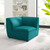 Comprise Corner Sectional Sofa Chair, Fabric, Teal Blue, 20009