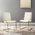 Pitch Dining Armchair Performance Velvet Set of 2, Velvet, Metal Steel, Gold Ivory White, 20110