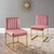 Carriage Dining Chair Performance Velvet Set of 2, Velvet, Metal Steel, Gold Pink, 20155