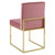 Carriage Dining Chair Performance Velvet Set of 2, Velvet, Metal Steel, Gold Pink, 20155