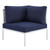 Harmony Sunbrella® Basket Weave Outdoor Patio Aluminum Corner Chair, Aluminum, Metal, Steel, Blue Navy, 20247
