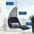 Landscape Outdoor Patio Hanging Chaise Lounge Outdoor Patio Swing Chair, Light Grey Gray Blue Navy, 20290