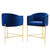 Savour Tufted Performance Velvet Counter Stool Set of 2, Velvet, Metal Steel, Blue Navy, 20307