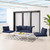 Harmony 4-Piece Sunbrella® Outdoor Patio Aluminum Seating Set, Aluminum, Metal, Steel, White Blue Navy, 20430