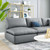 Commix Down Filled Overstuffed Vegan Leather 5-Piece Sectional Sofa, Faux Vegan Leather, Grey Gray, 20712