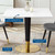 Zinque 36" Square Dining Table, Wood, Metal Steel, Gold White, 20879