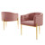 Savour Tufted Performance Velvet Accent Chairs - Set of 2, Velvet, Metal Steel, Pink, 21105