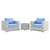 Convene 3-Piece Outdoor Patio Set, Rattan, Wicker, Light Grey Gray Light Blue, 21122
